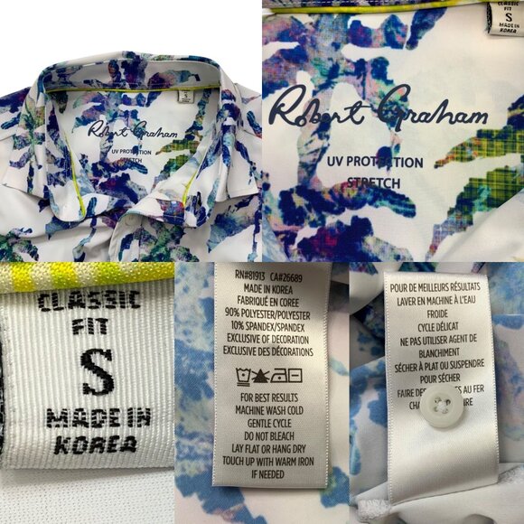 Robert Graham Mens Palms Performance Shirt S Short Sleeve UV Protection Tropical - Picture 5 of 12